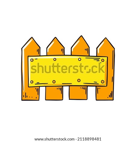 Hand drawn wooden fence. Vector illustration