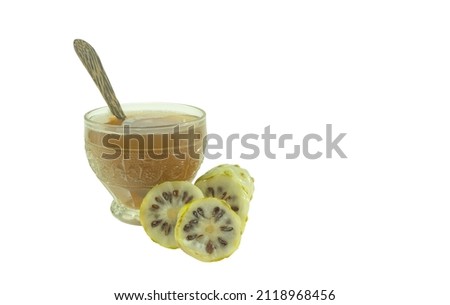 Noni Juice isolated on a white background.