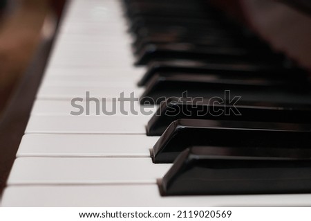Classic piano keyboard close up