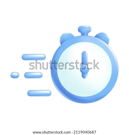Timer icon in cartoon 3d plastic style, isolated on white background. Vector illustration 3d volumetric stopwatch. Royalty-Free Stock Photo #2119040687