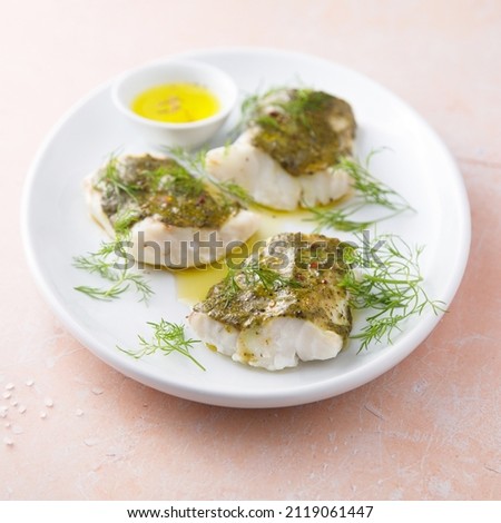 Healthy roasted cod with dill pesto  