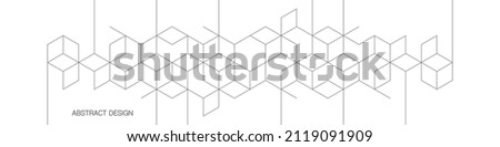 The graphic design element and abstract geometric background with isometric vector blocks for banner template or header Royalty-Free Stock Photo #2119091909