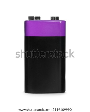 New nine volt battery isolated on white Royalty-Free Stock Photo #2119109990