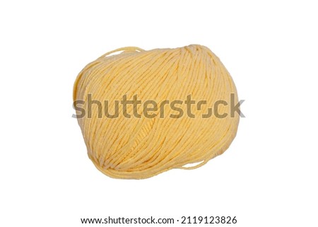 yellow ball of wool isolated on white background. High quality photo