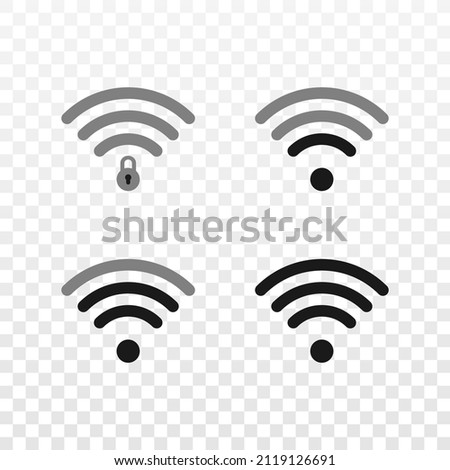 Wifi, wireless icons set. Isolated on transparent background. Vector illustration, eps 10.
