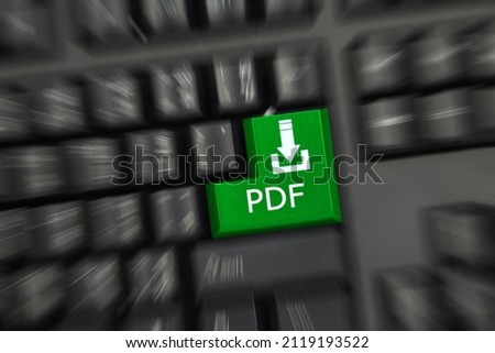 Close-up view on black conceptual keyboard - PDF (green key)