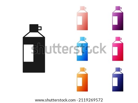Black Whipped cream in an aerosol can icon isolated on white background. Sweet dairy product. Milk product and sweet symbol. Set icons colorful. Vector