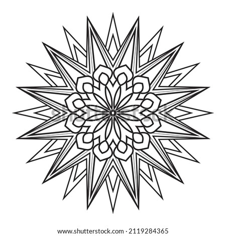 Easy Mandala Modern flower Coloring Pattern on white background