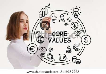 Business, Technology, Internet and network concept. Core values responsibility ethics goals company concept. 