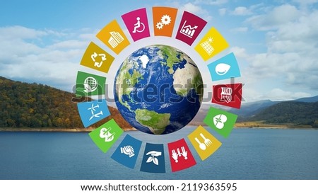 Environmental technology concept. Sustainable development goals. SDGs. Natural power.
