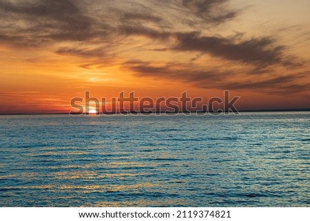 Sunset on Slatina Beach, Martinšćica, Cres island Royalty-Free Stock Photo #2119374821
