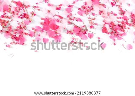 Valentine day or wedding romantic background with pink hearts on white with copy space, a design for a greeting card or invitation