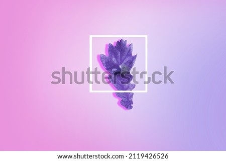 Creative botanic neon background with leaves. Minimalistic poster. Trendy colors of 2022 year - Very Peri.