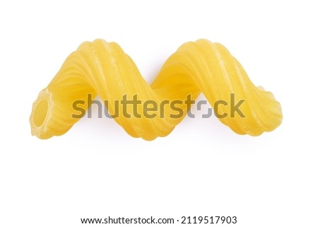raw pasta cavatappi isolated on white background with clipping path and full depth of field. Top view. Flat lay Royalty-Free Stock Photo #2119517903