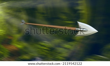 Flying arrow, arrow in the air,  Royalty-Free Stock Photo #2119542122