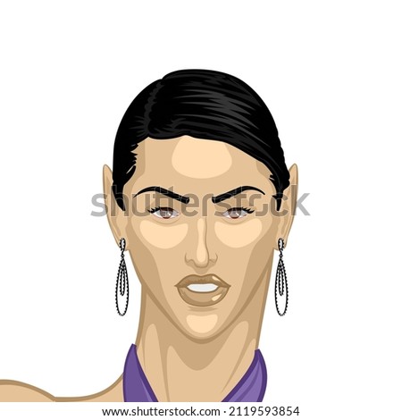 Woman avatar for social networks and websites. Woman face front view. Cartoon image of a female head. Woman portrait illustration.