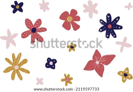 Handpainted vector colorful set of flower illustrations. Ideal for print, graphic design, stickers, collage, scrap booking, textile and other creative projects. Royalty-Free Stock Photo #2119597733