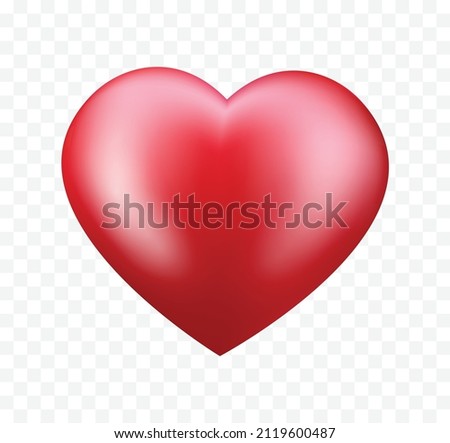 Red heart 3D vector isolated on transparent background. Heart icon design. 