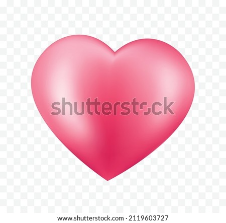 Pink heart 3D vector isolated on transparent background. Heart icon design. 