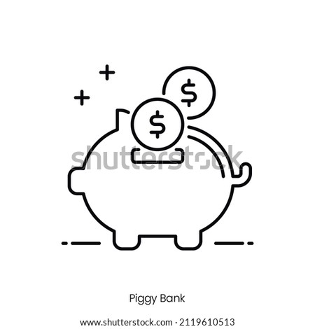 piggy bank icon. Outline style icon design isolated on white background