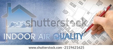 Indoor air quality - Healthy lifestyle with a small house against the sea along the coastline. Royalty-Free Stock Photo #2119621625