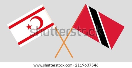 Crossed flags of Northern Cyprus and Trinidad and Tobago. Official colors. Correct proportion. Vector illustration
