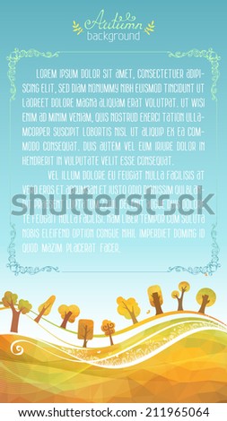 Vertical autumn background. There is place for your text in the sky.