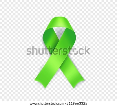 Lymphoma cancer awareness symbol. Lime ribbon isolated on transparent background