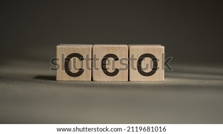 Acronym Chief Compliance Officer on wooden cubes on dark grey background. Business concept Royalty-Free Stock Photo #2119681016