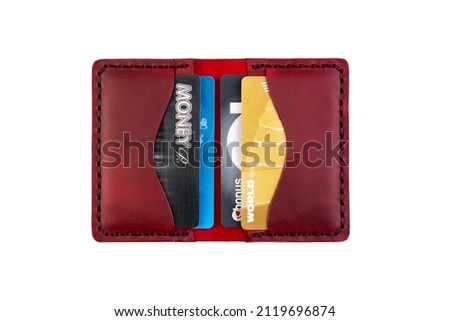 Handmade Genuine Leather Credit Card Holder, white background