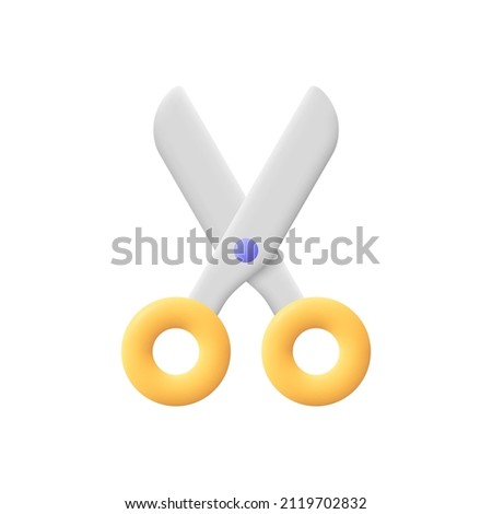 Scissors with handles. Education, medicine, hairdressing supplies, stationery. 3d vector icon. Cartoon minimal style.