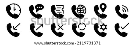 Call icon contact us logo of main mobile app. Black linear icon symbol phone mobile  out incoming
