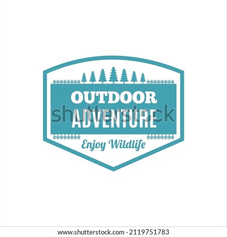 logo illustration of camping and adventure in the wild and mountains