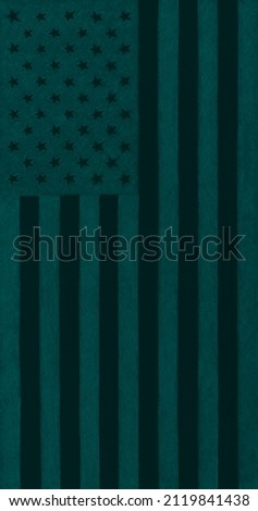 US flag. Black and dark turquoise tinted background. Patriotic mobile phone wallpaper. Inverted stars and stripes