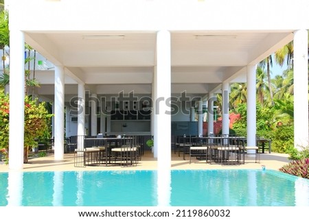outdoor lobby with swimming pool  in resort