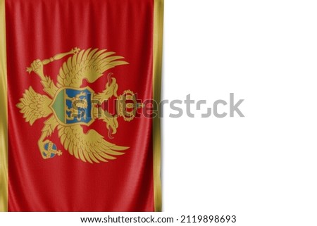 Montenegro flag isolated on white background. Close up of the Montenegro flag. flag symbols of Montenegrin.