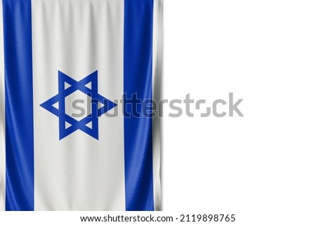 Israel flag isolated on white background. Close up of the Israel flag. flag symbols of Israeli.