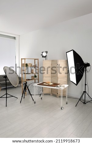 Tasty sandwich on table in photo studio. Food photography