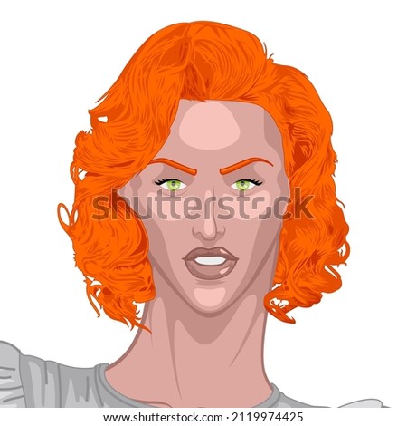 Woman avatar for social networks and websites. Woman face front view. Cartoon image of a female head. Woman portrait illustration.