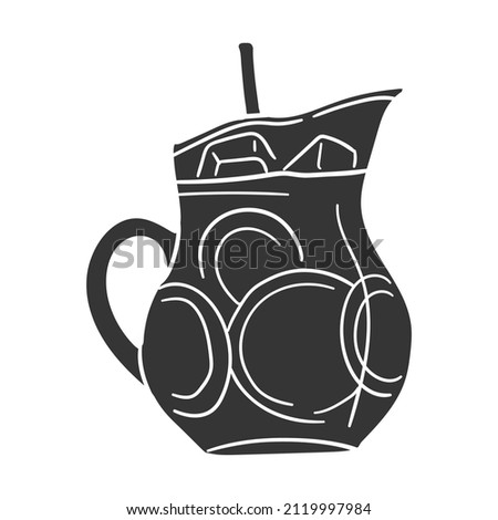 Sangria Icon Silhouette Illustration. Beverage Alcoholic Juice Vector Graphic Pictogram Symbol Clip Art. Doodle Sketch Black Sign.