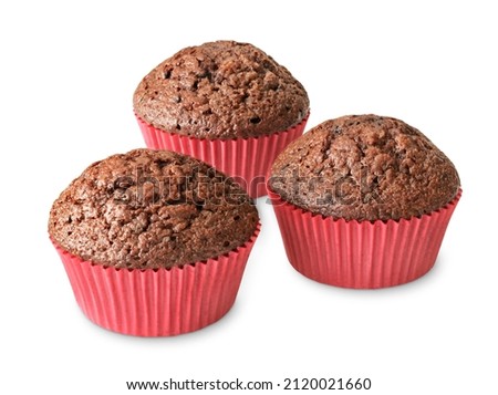 brown muffins isolated on white.
