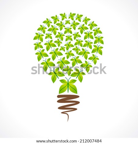 creative bulb design with leaf butterfly design vector