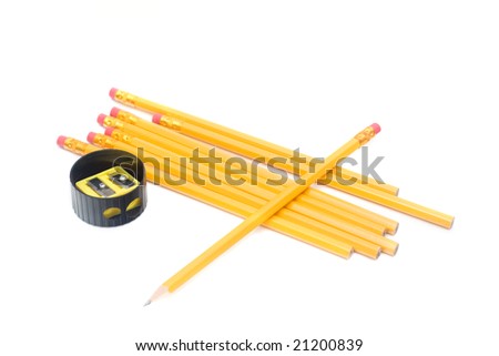 yellow pencils with eraser isolated on white