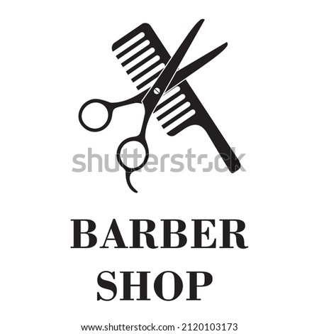 Barbershop, shaving, barber shop icon. Scissors and comb symbol icon.