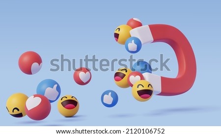 3d vector of Red Horseshoe Magnet with emoticon. marketing and business online strategy, influencer marketing concept. Royalty-Free Stock Photo #2120106752