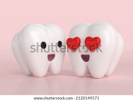 Happy white teeth in love celebrating valentine's day