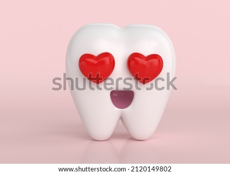
3d tooth with smiley love face