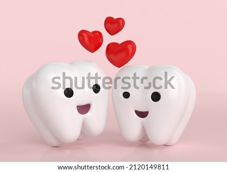 White and happy teeth celebrating valentine's day Royalty-Free Stock Photo #2120149811