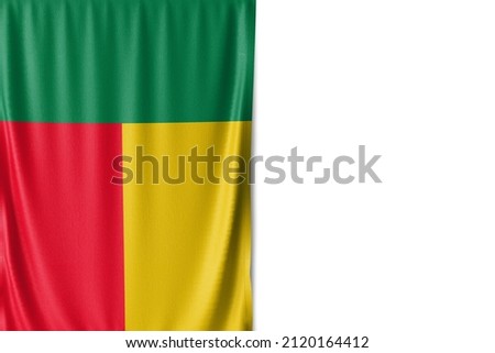 Benin flag isolated on white background. Close up of the Benin flag. flag symbols of Beninese.