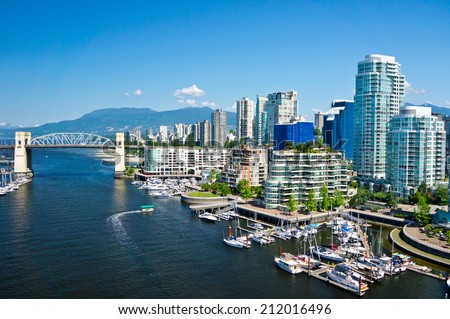 Beautiful view of Vancouver, British Columbia, Canada Royalty-Free Stock Photo #212016496